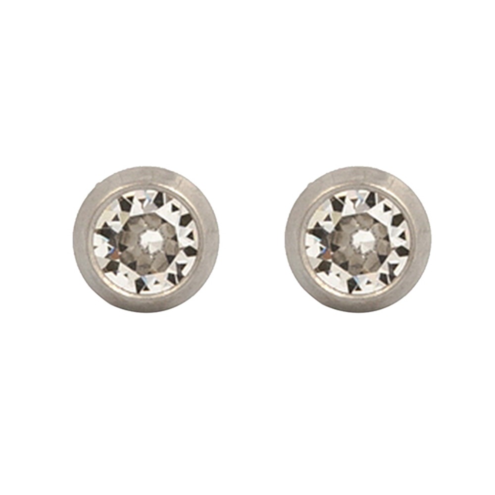 3MM - April Crystal Birthstone (Round) | Stainless Steel Piercing Earrings with Ear Piercing Cartridge | Studex System75