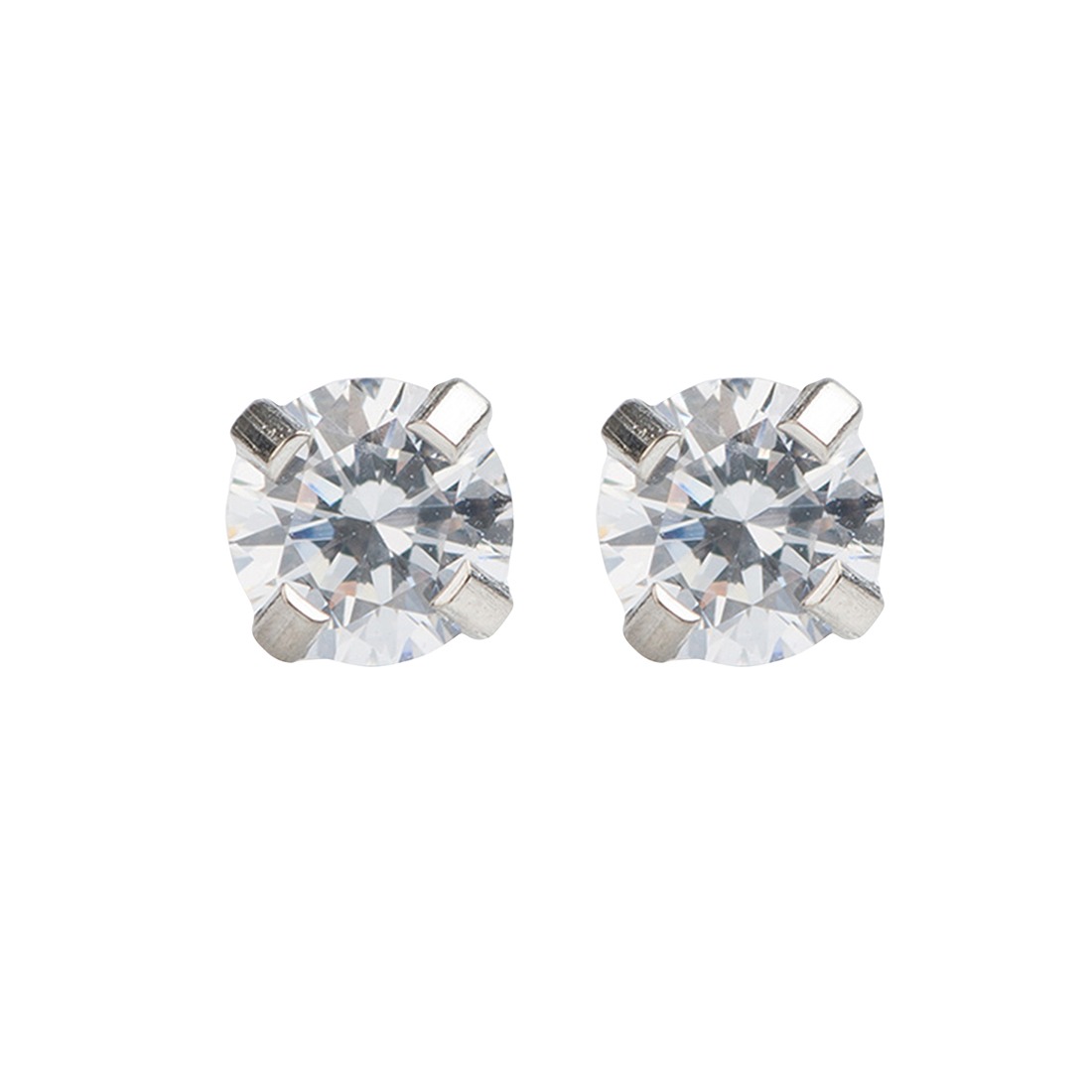 4MM - Cubic Zirconia (Round) - Crystal Clear | Stainless Steel Piercing Earrings with Instrument | Studex System75